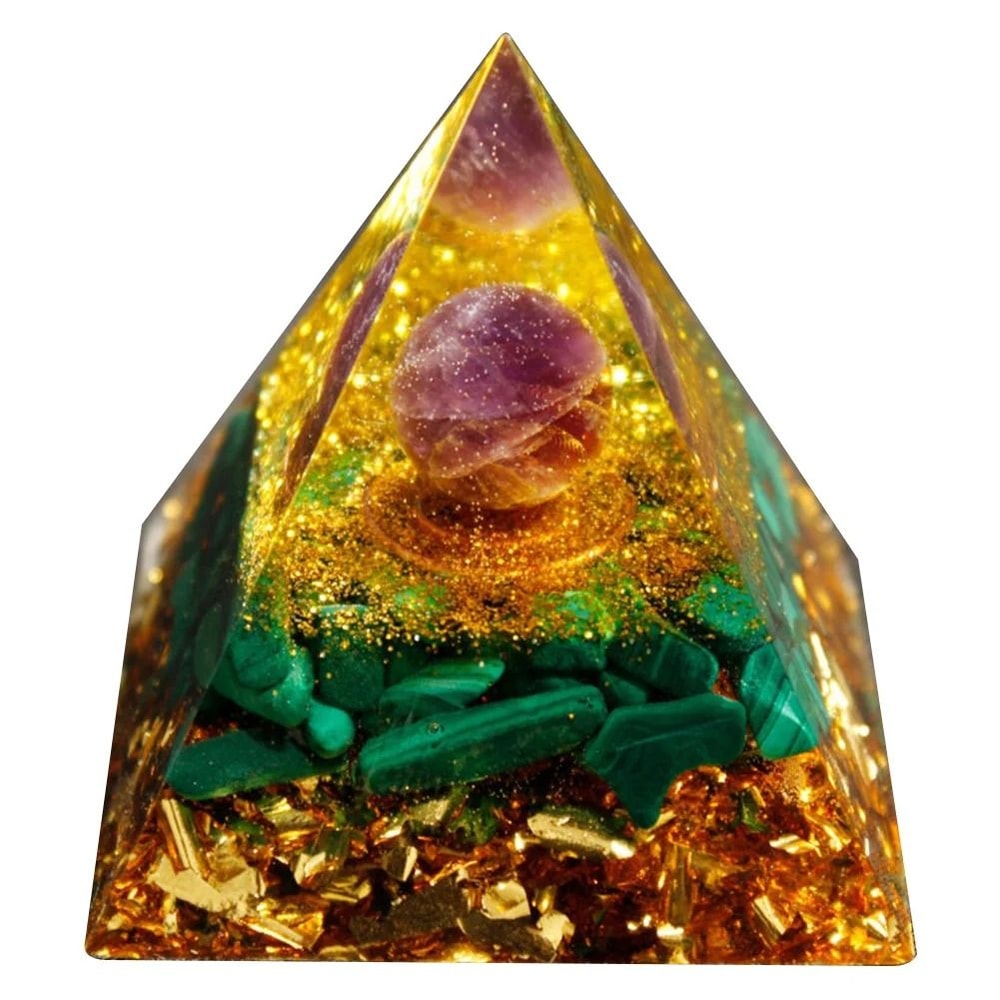 Handmade Orgonite Pyramid Natural Amethyst Crystal Energy Decor 18