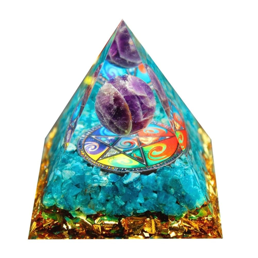 Handmade Orgonite Pyramid Natural Amethyst Crystal Energy Decor 19