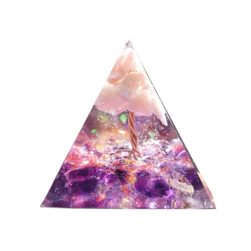 Handmade Orgonite Pyramid Natural Amethyst Crystal Energy Decor 4
