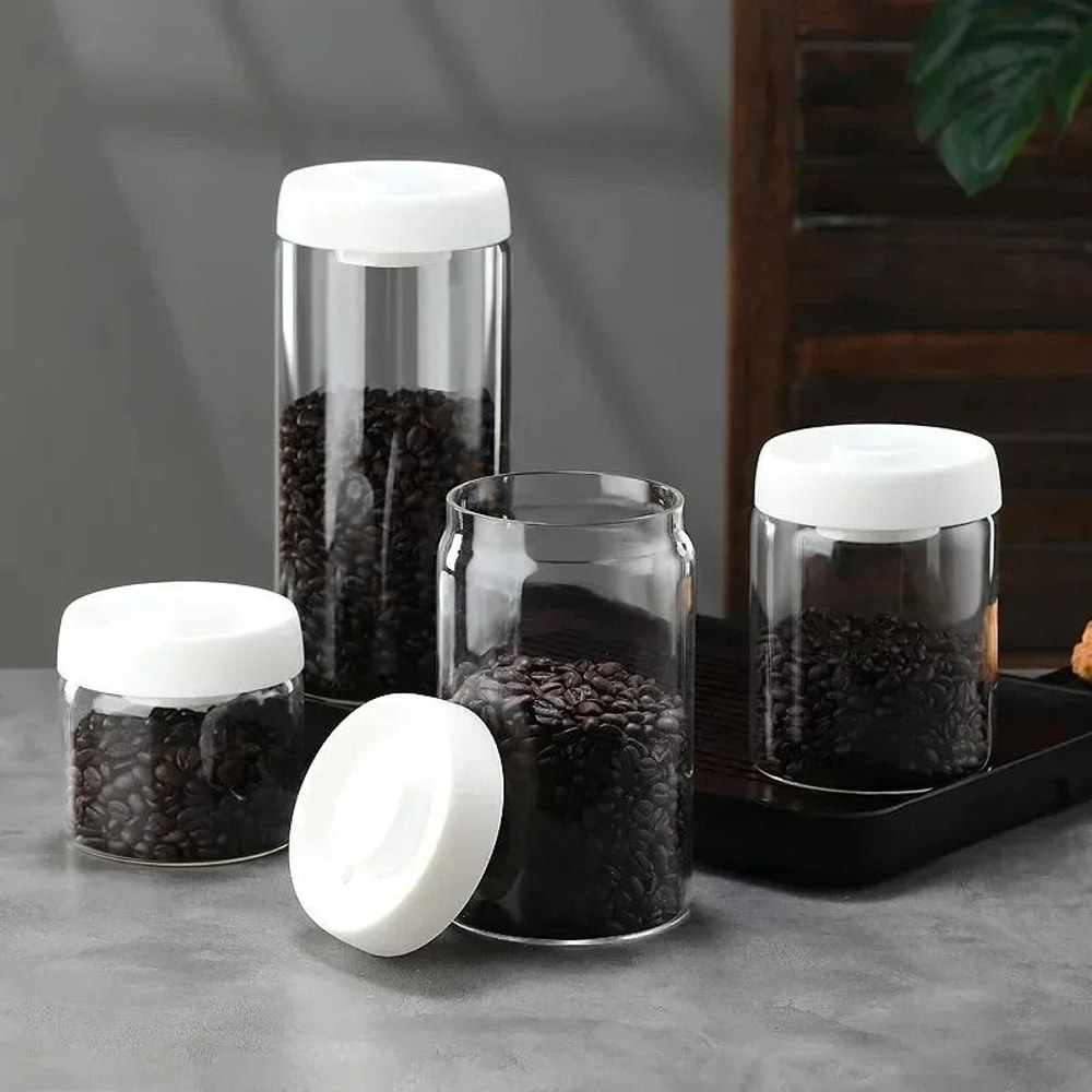 Vacuum Sealed Coffee Jar Airtight Glass Coffee Storage Container 0