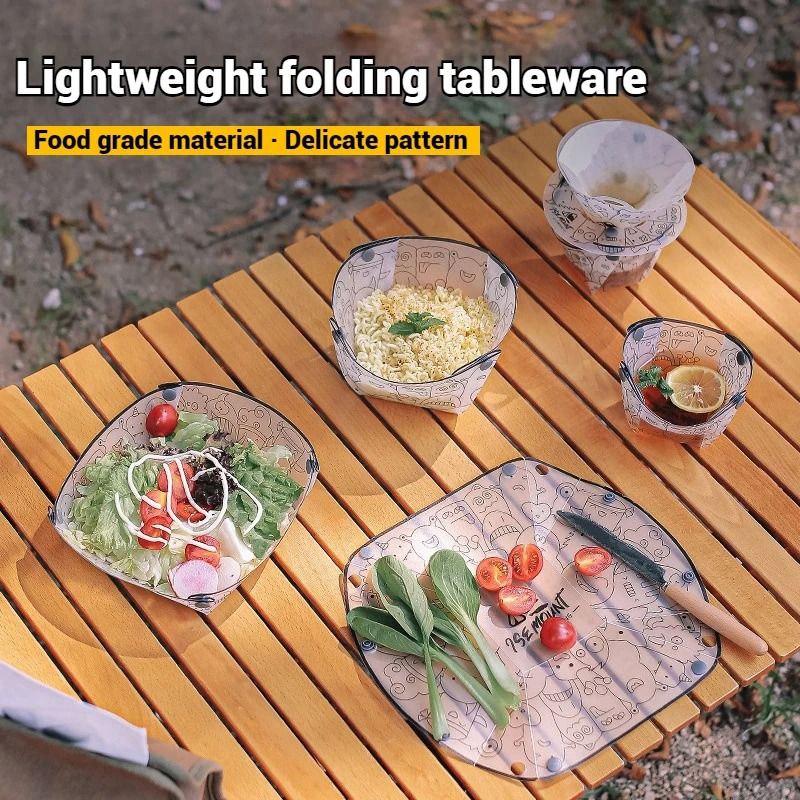 Collapsible Camping Bowl Set Foldable Outdoor Tableware For Travel And Picnic 15