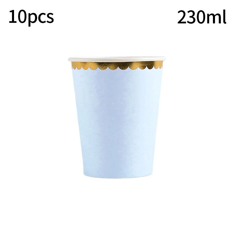 Solid Color Disposable Party Tableware Paper Plates And Cups Set 9