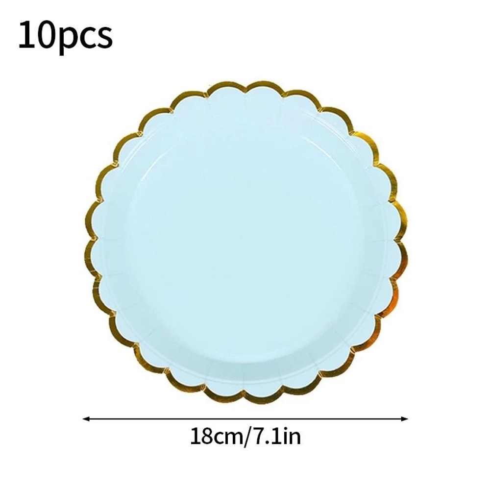 Solid Color Disposable Party Tableware Paper Plates And Cups Set 1