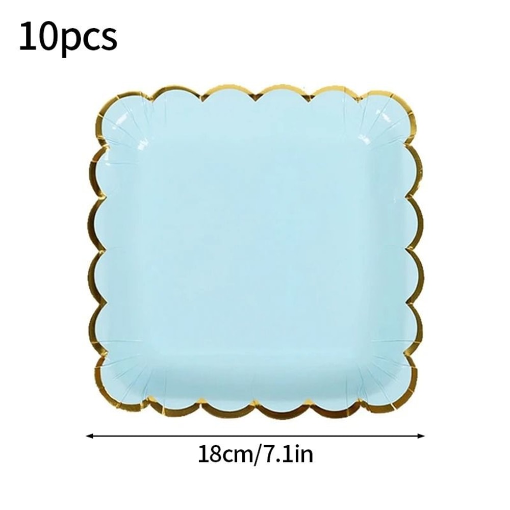 Solid Color Disposable Party Tableware Paper Plates And Cups Set 5