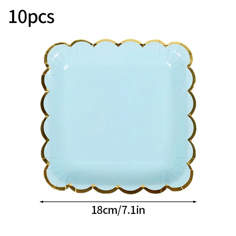 Solid Color Disposable Party Tableware Paper Plates And Cups Set 5