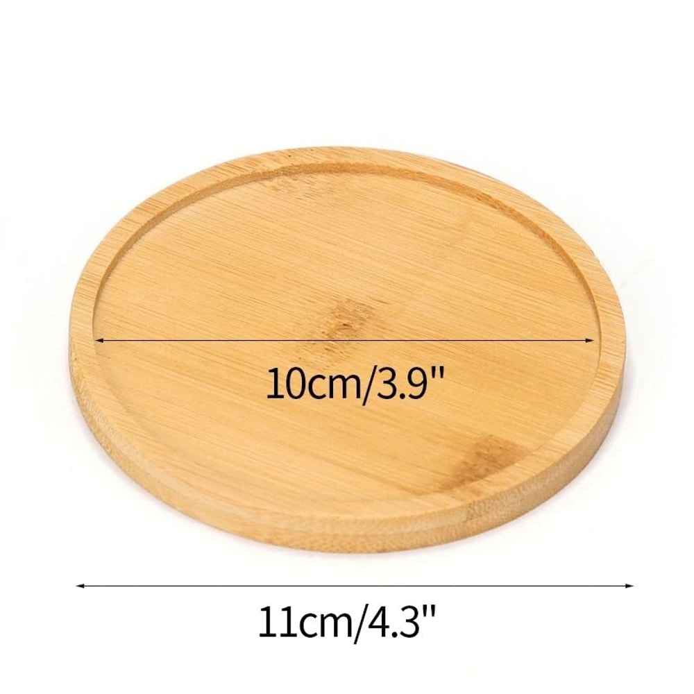Mini Bamboo Tray Coaster Wood Saucer For Coffee Cups And Flower Pots 9