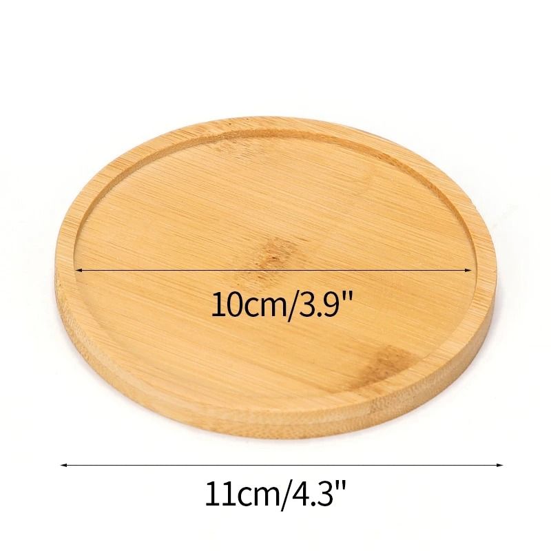 Mini Bamboo Tray Coaster Wood Saucer For Coffee Cups And Flower Pots 9