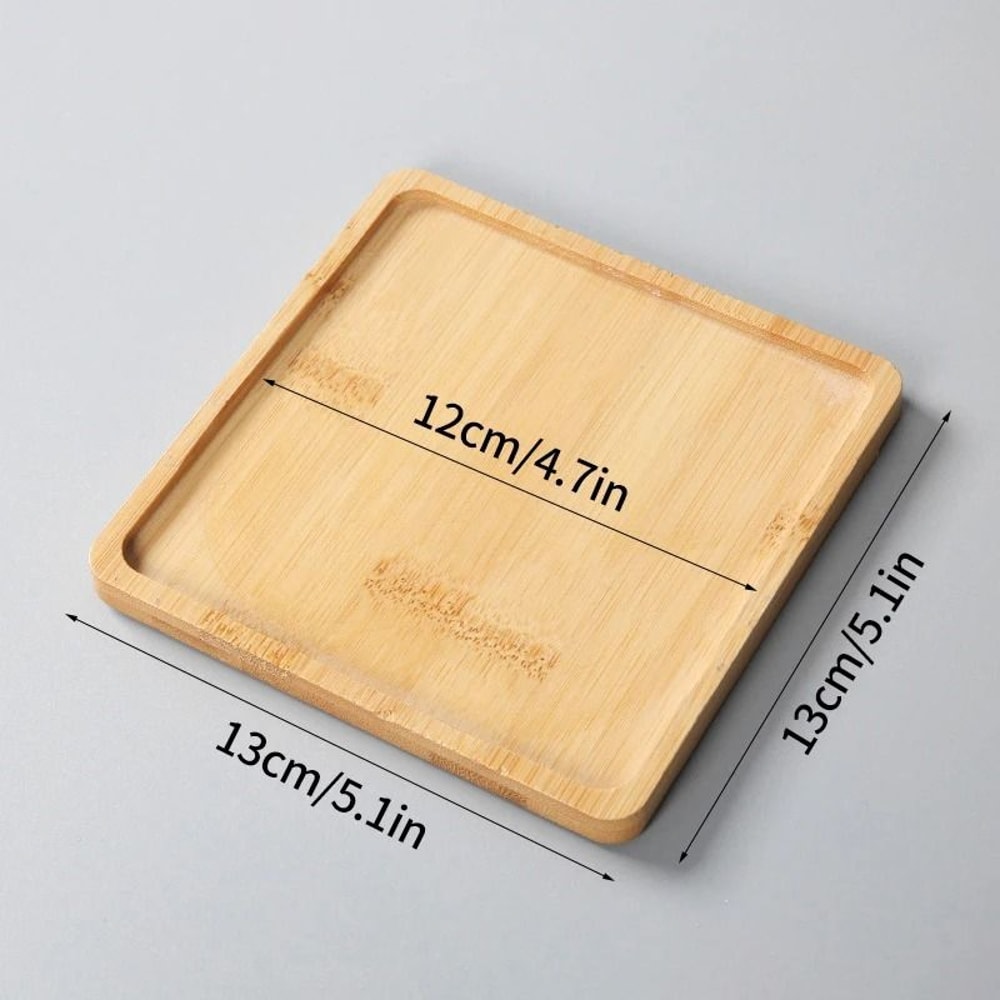 Mini Bamboo Tray Coaster Wood Saucer For Coffee Cups And Flower Pots 5