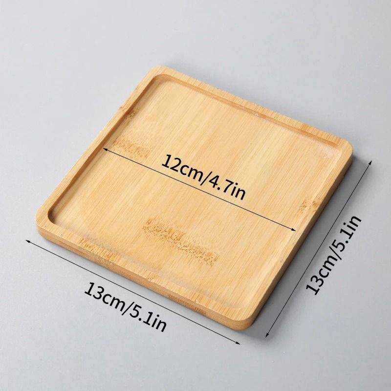 Mini Bamboo Tray Coaster Wood Saucer For Coffee Cups And Flower Pots 5