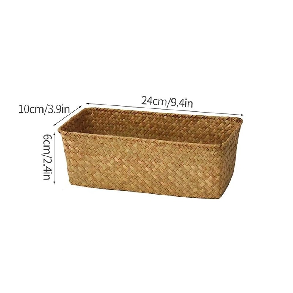 Woven Seagrass Rectangular Storage Basket For Home Organization 7