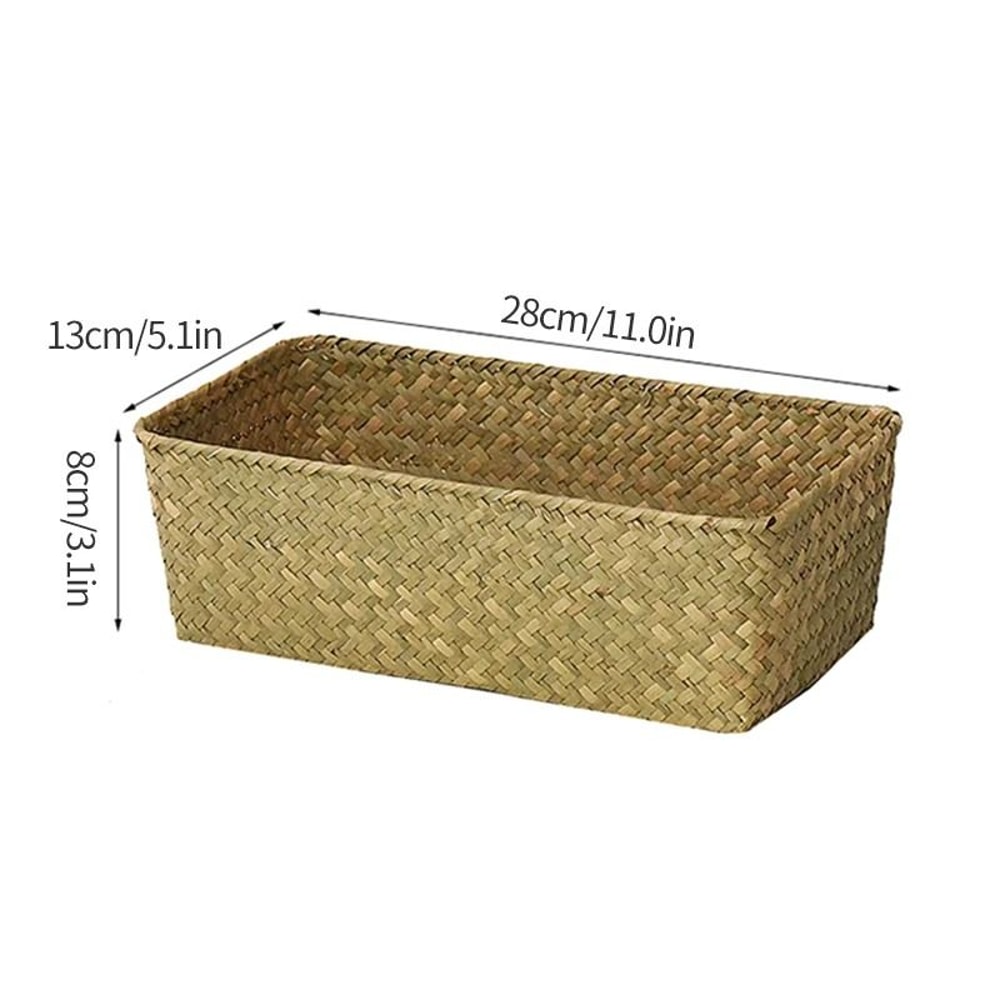 Woven Seagrass Rectangular Storage Basket For Home Organization 8
