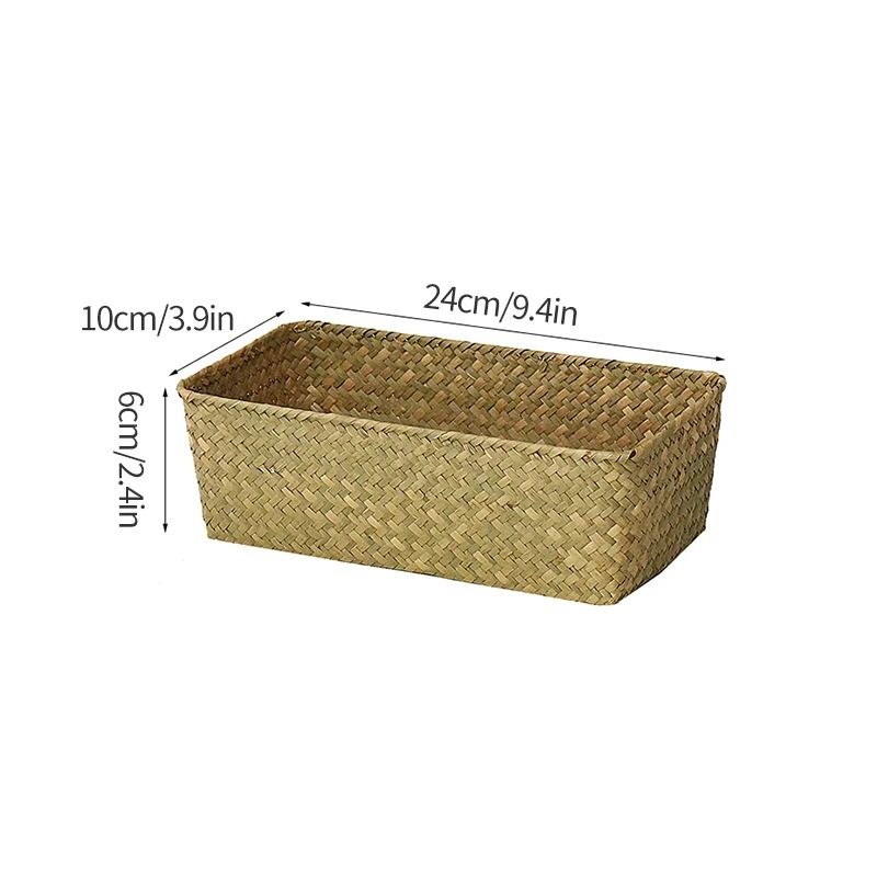 Woven Seagrass Rectangular Storage Basket For Home Organization 6