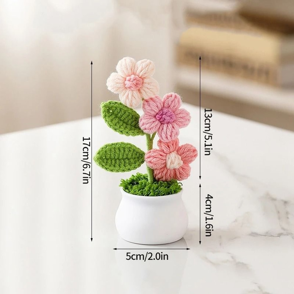 Handmade Crochet Sunflower Artificial Flower For Desk Decor And Gifts 4