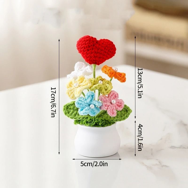 Handmade Crochet Sunflower Artificial Flower For Desk Decor And Gifts 5