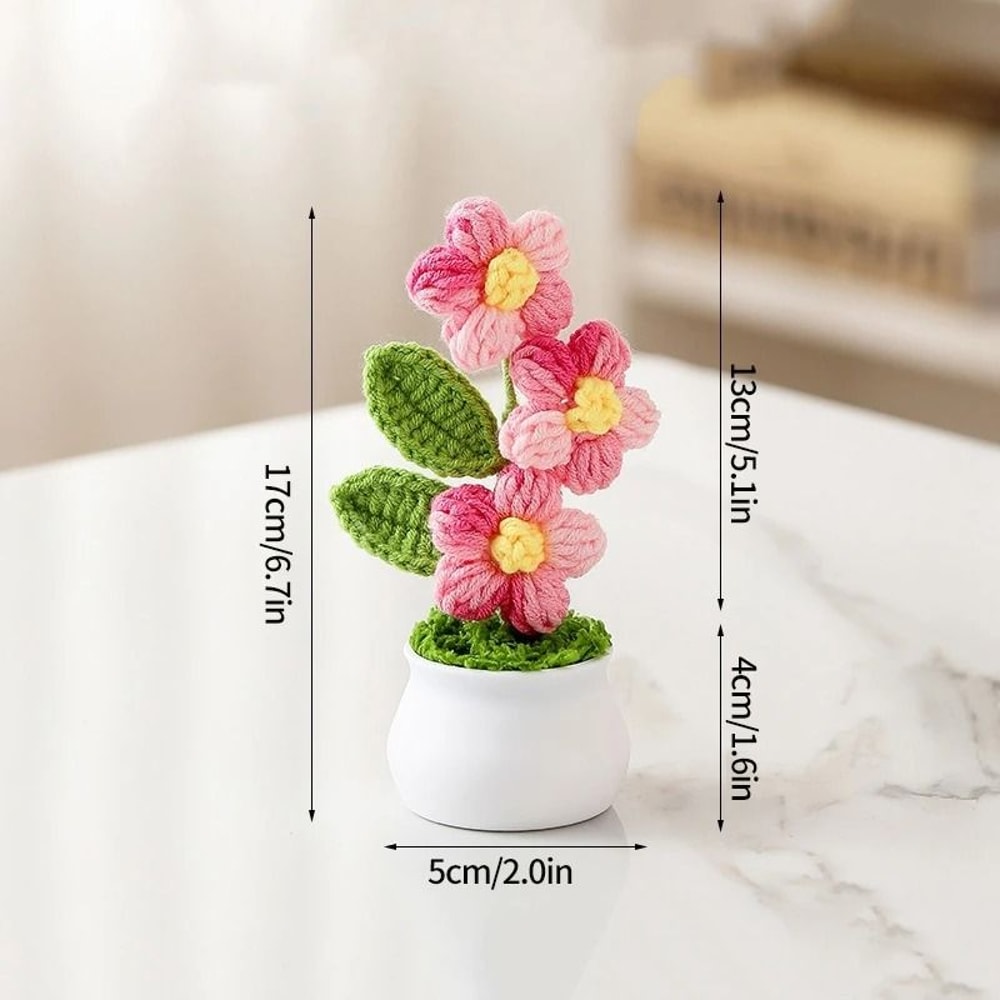 Handmade Crochet Sunflower Artificial Flower For Desk Decor And Gifts 6