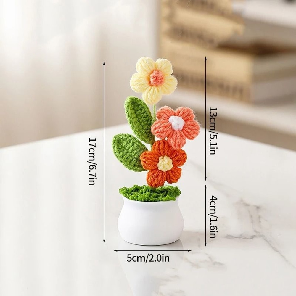 Handmade Crochet Sunflower Artificial Flower For Desk Decor And Gifts 7