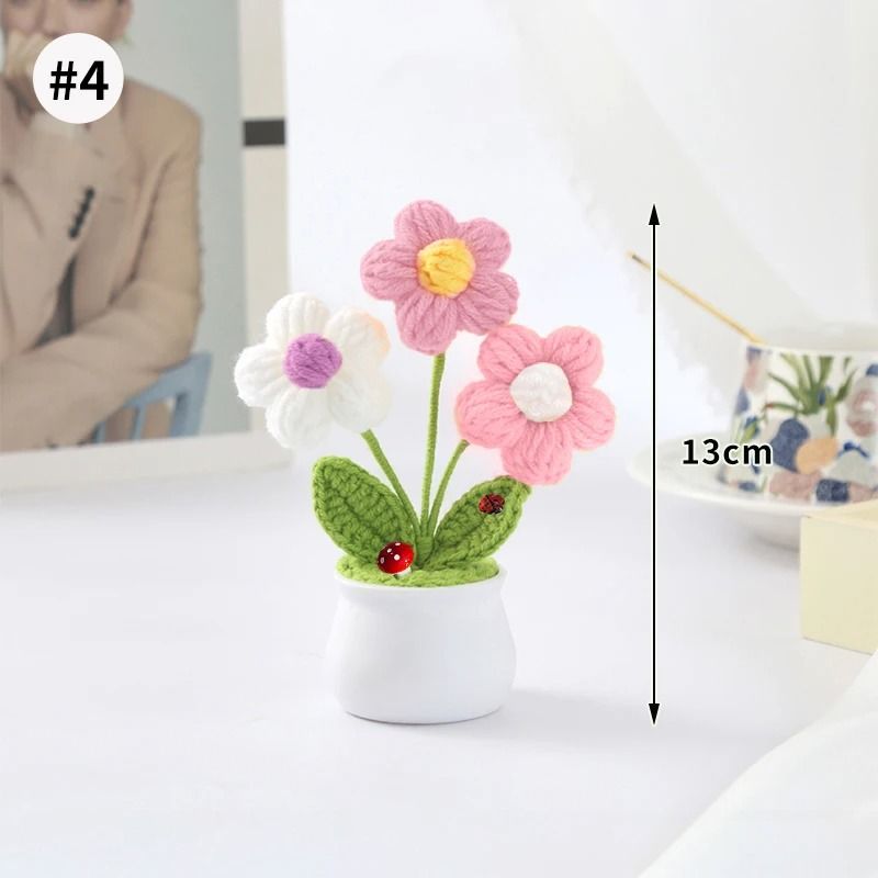 Handmade Crochet Sunflower Artificial Flower For Desk Decor And Gifts 8