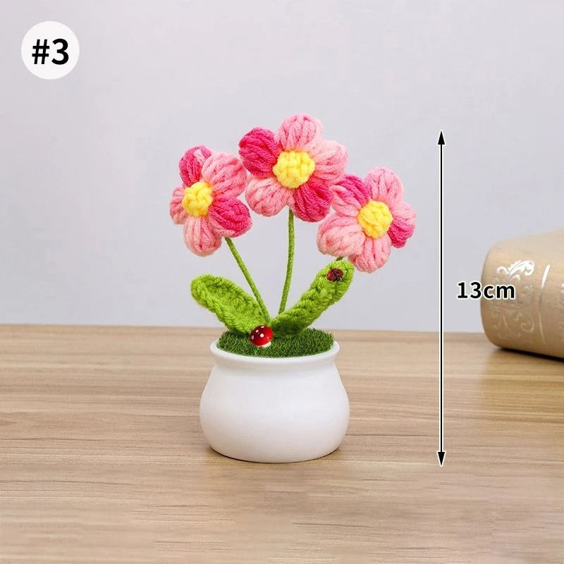 Handmade Crochet Sunflower Artificial Flower For Desk Decor And Gifts 13