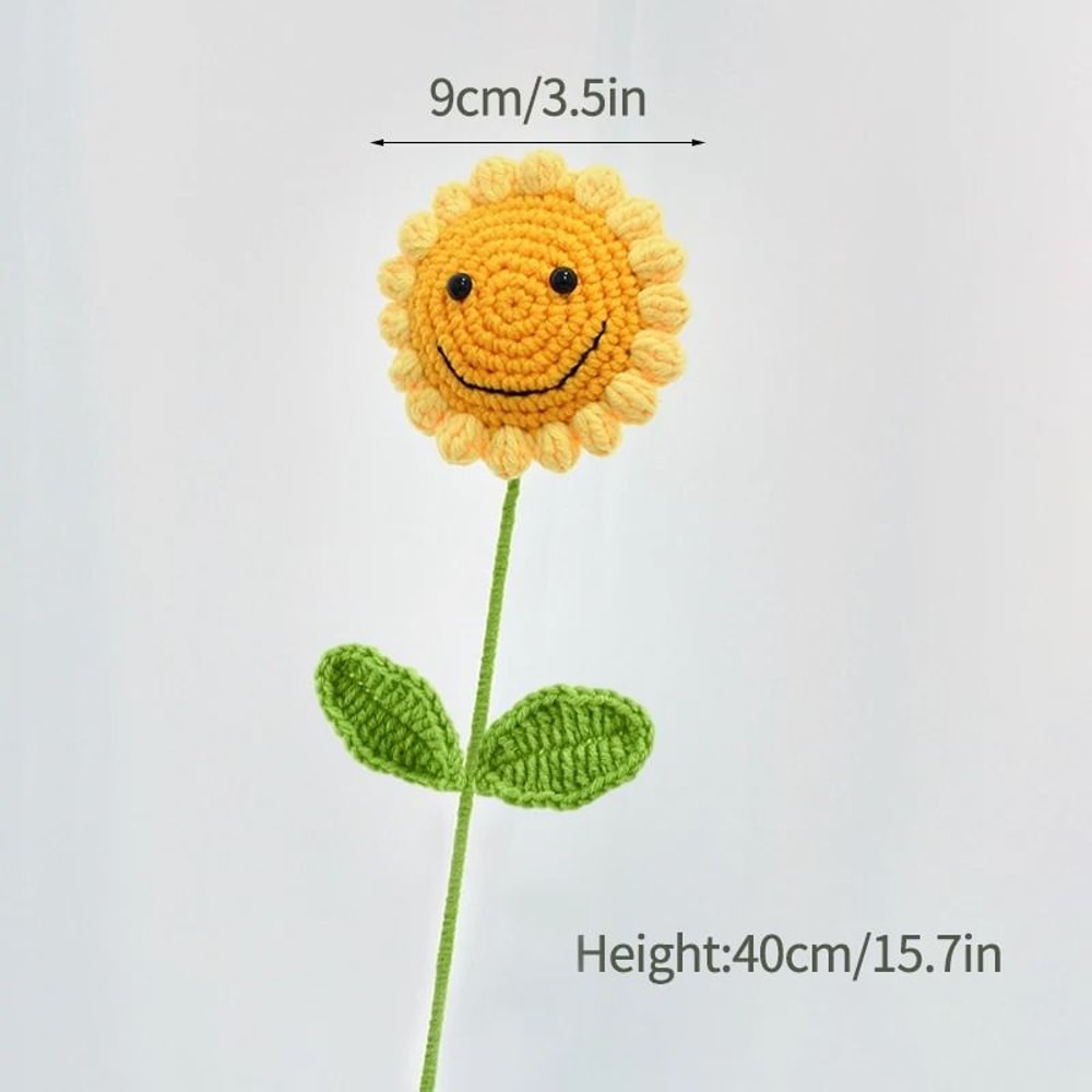 Handmade Crochet Sunflower Artificial Flower For Desk Decor And Gifts 14