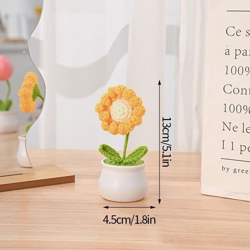 Handmade Crochet Sunflower Artificial Flower For Desk Decor And Gifts 21