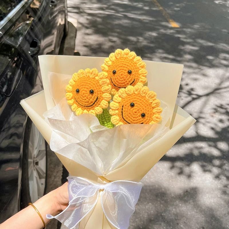 Handmade Crochet Sunflower Artificial Flower For Desk Decor And Gifts 29