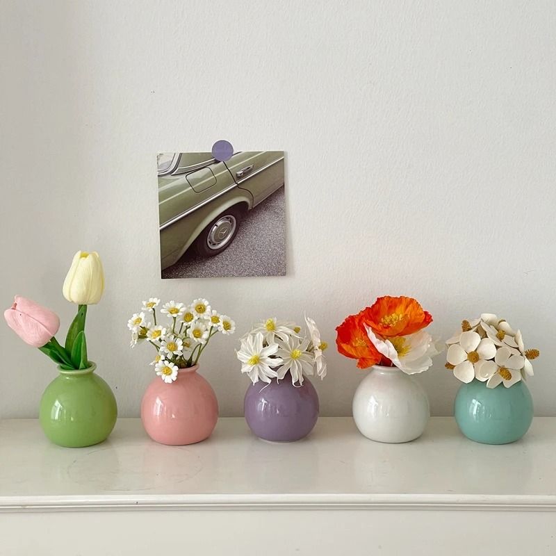 Korean Style Ceramic Bud Vase Mini Single Stem Flower Decor 17