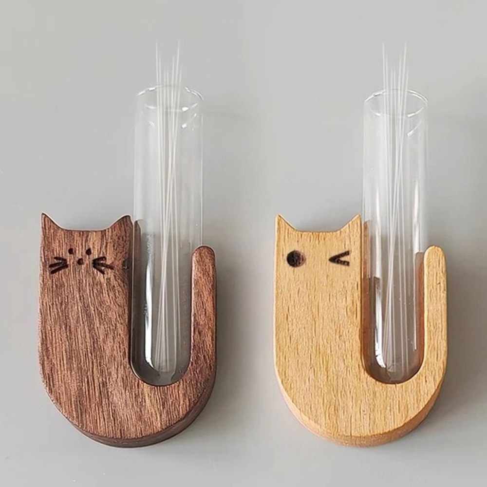 Cat Whisker Keepsake Jar Wooden Mini Vase Pet Memory Display 0