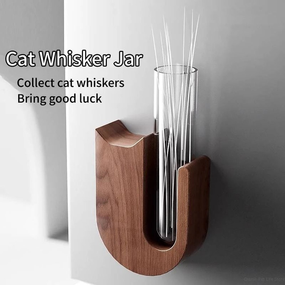 Cat Whisker Keepsake Jar Wooden Mini Vase Pet Memory Display 15