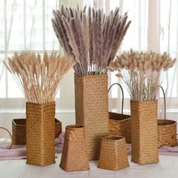 natural woven rattan vase for dried flowers home decor