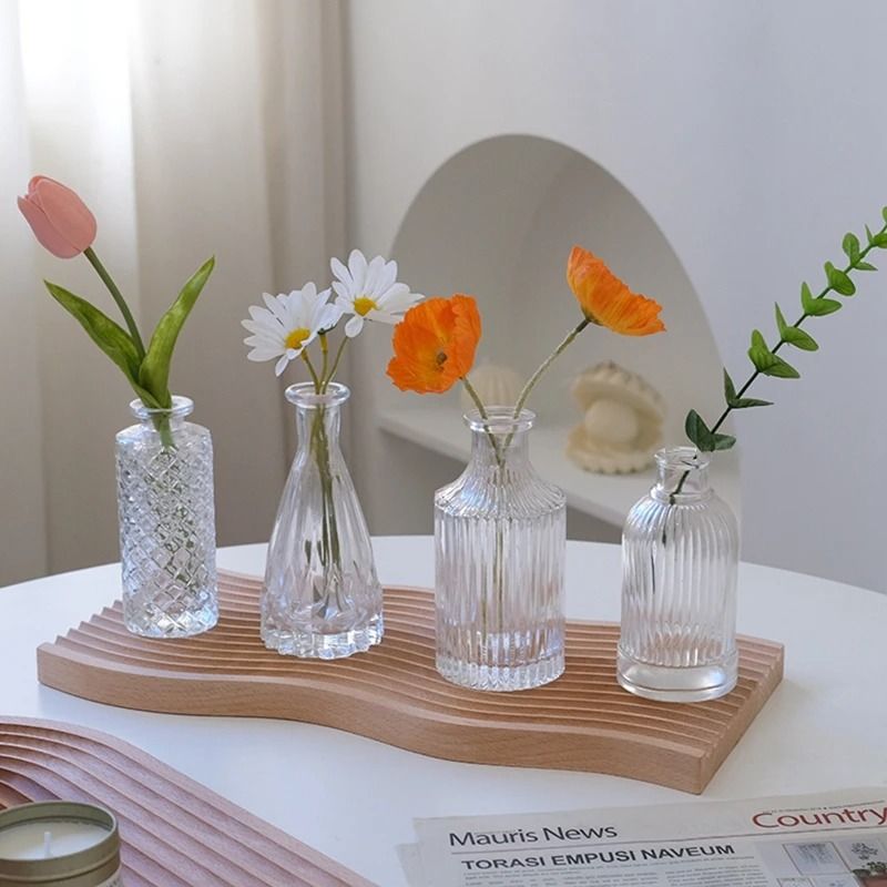 Mini Transparent Glass Flower Vase Nordic Hydroponic Plant Decor 11