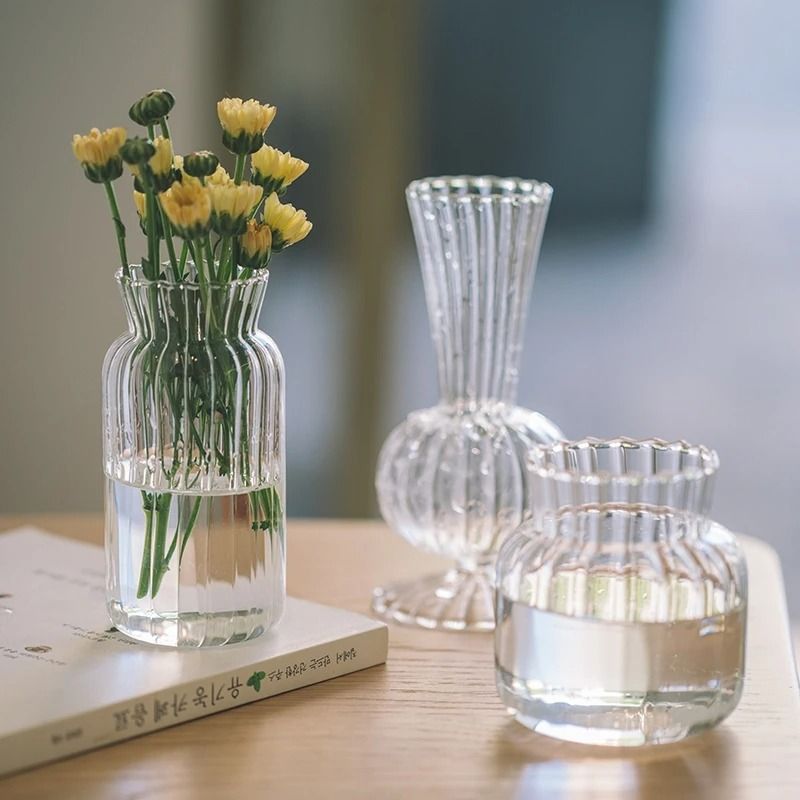 Mini Transparent Glass Flower Vase Nordic Hydroponic Plant Decor 0