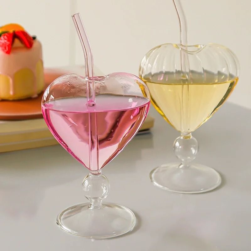Heart Shape Glass Tumbler 220ml Cute Drinking Cup For Coffee Juice And Tea 8