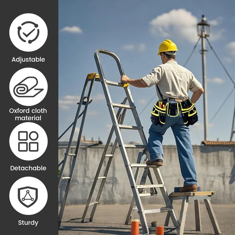 Adjustable Tool Belt Bag With Detachable Work Pouch And Utility Pockets 2