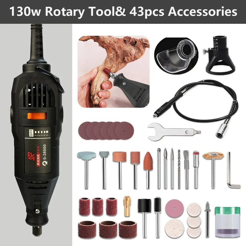 Multipurpose Rotary Tool Kit With Flex Shaft And 43 Accessories For DIY Projects 2