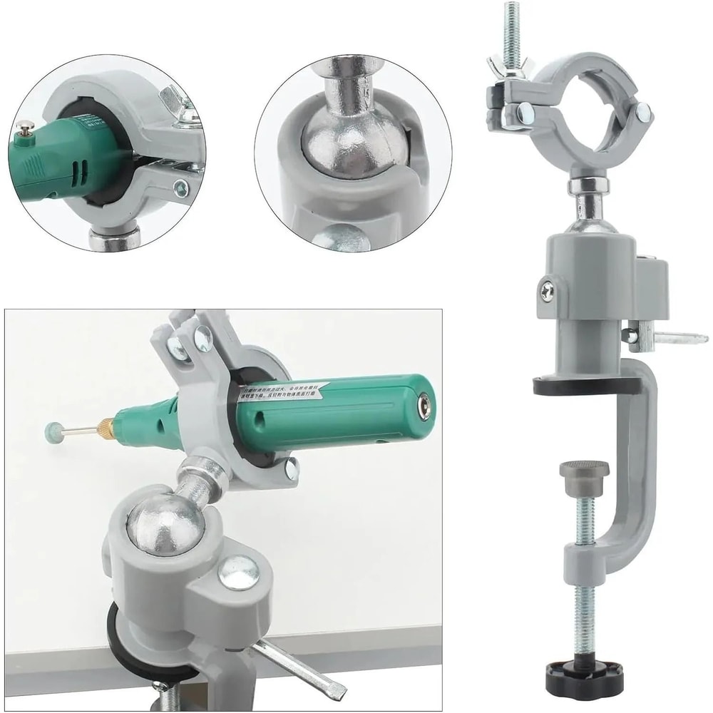 360 Degree Swivel Table Vise Drill Stand Holder Aluminum Alloy Tool Bracket 2