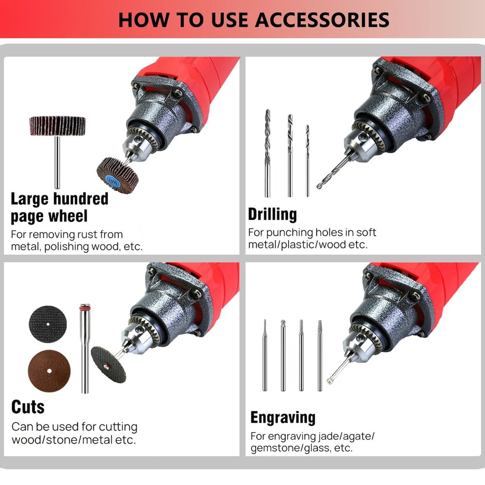 High Power Corded Rotary Tool Kit With Flex Shaft Multi Function Chuck For DIY And Home Projects 5