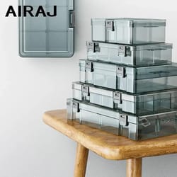 airaj plastic tool parts organizer box with adjustable grid for screws drill bits and components