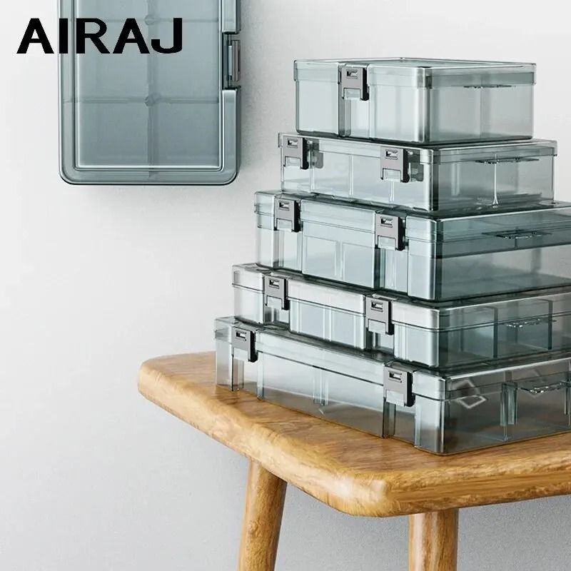 AIRAJ Plastic Tool Parts Organizer Box With Adjustable Grid For Screws Drill Bits And Components 0