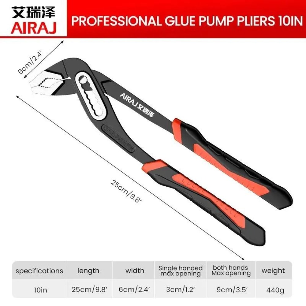 AIRAJ Multifunctional Pump Pliers Adjustable Water Pipe Pliers With Quick Release Grip 2