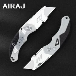 airaj heavy duty retractable utility knife sharp break blade steel cutter tool