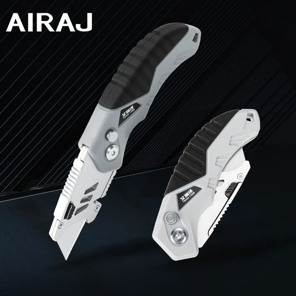 AIRAJ Heavy Duty Retractable Utility Knife Sharp Break Blade Steel Cutter Tool 5
