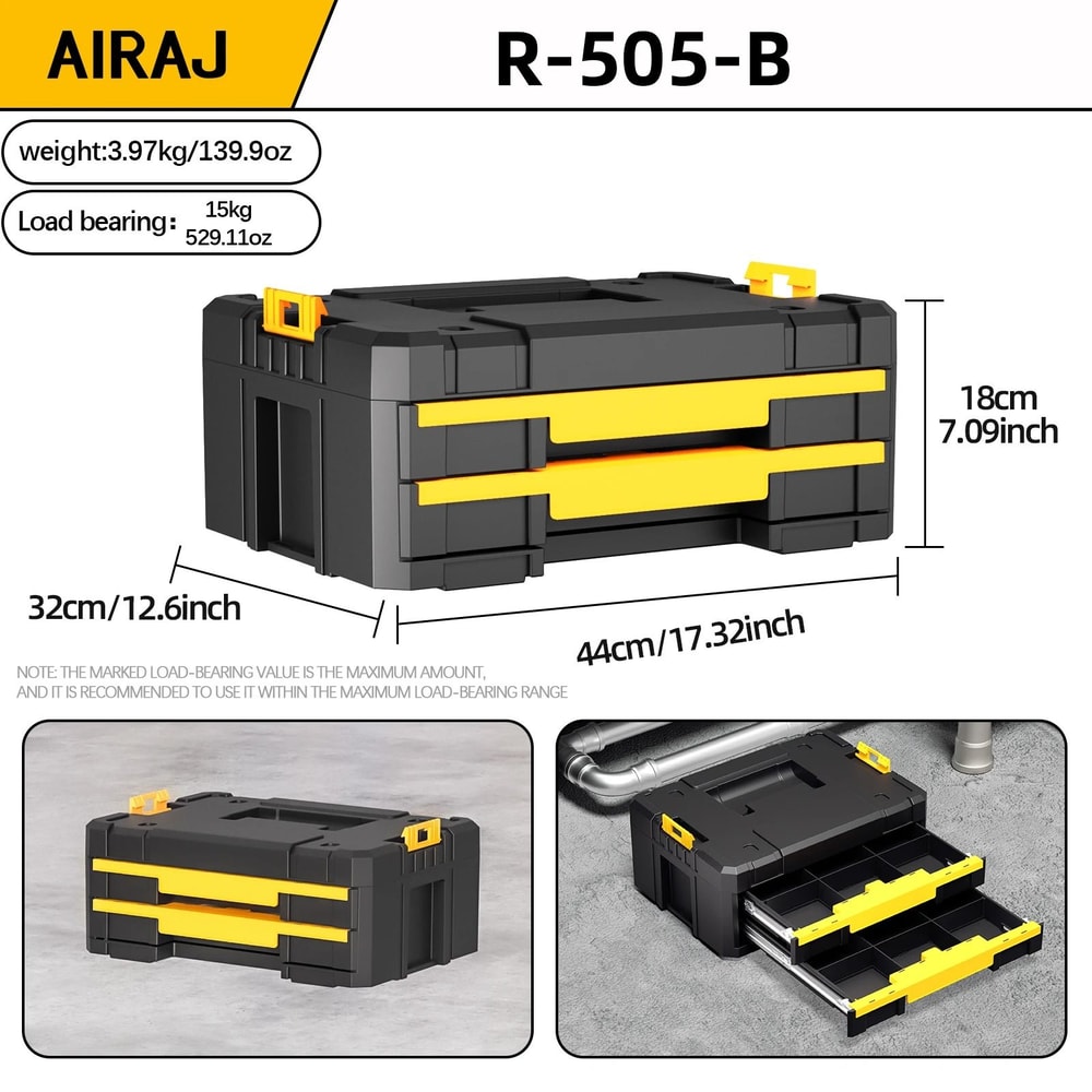 AIRAJ Stackable Modular Toolbox Set With Wheels Portable Combo Tool Storage System 2
