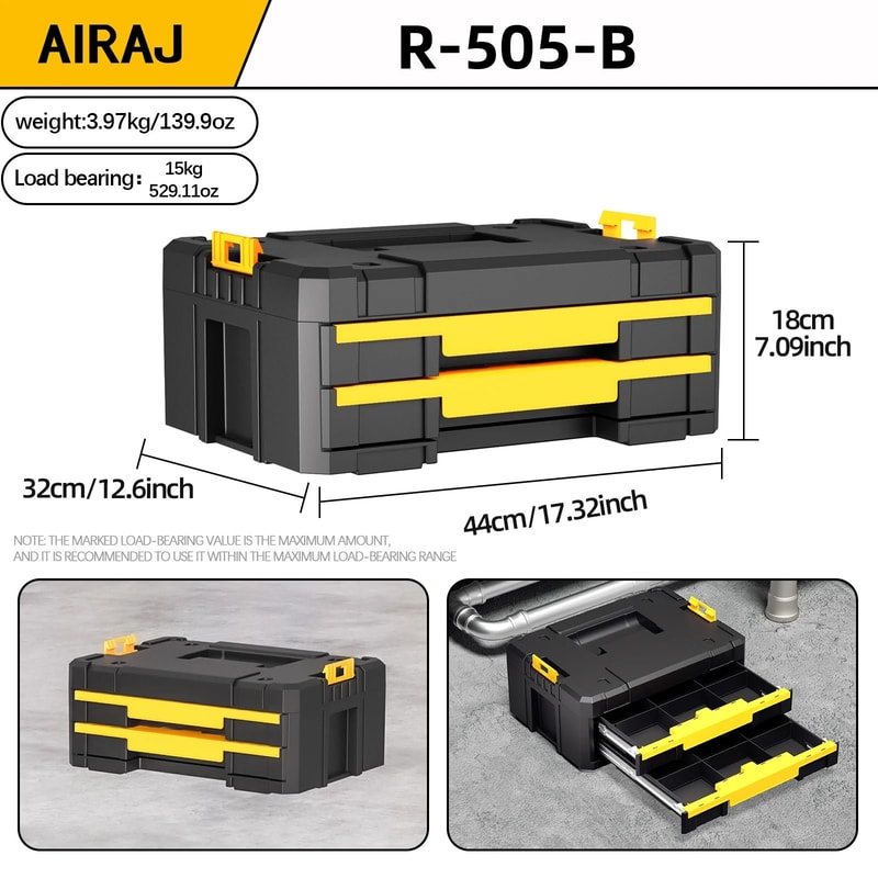 AIRAJ Stackable Modular Toolbox Set With Wheels Portable Combo Tool Storage System 2