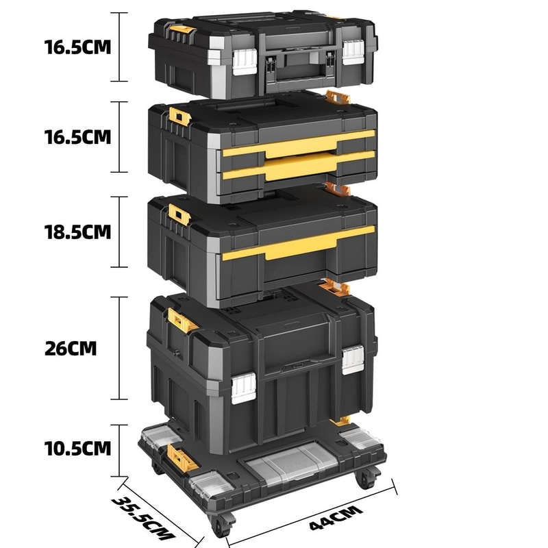 AIRAJ Stackable Modular Toolbox Set With Wheels Portable Combo Tool Storage System 7