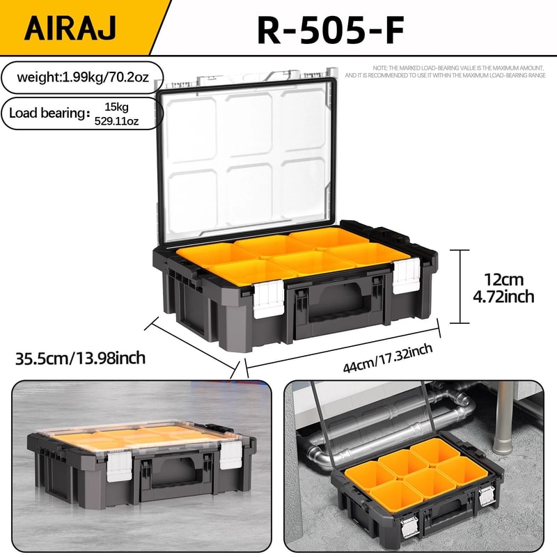AIRAJ Stackable Modular Toolbox Set With Wheels Portable Combo Tool Storage System 5