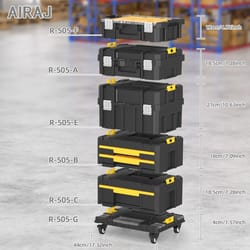 airaj stackable modular toolbox set with wheels portable combo tool storage system