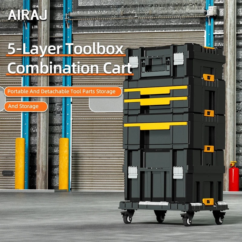 AIRAJ Stackable Modular Toolbox Set With Wheels Portable Combo Tool Storage System 12