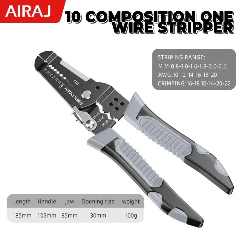 AIRAJ 7 Inch Multifunctional Wire Stripper Pliers Crimping And Cutting Electrician Tool 1