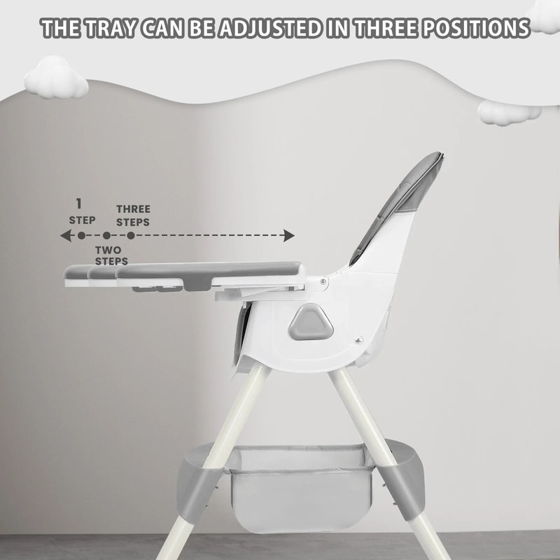 Foldable Baby High Chair With Anti Slip Pad And Toy Rack For Easy Feeding 8