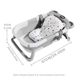 portable collapsible baby bathtub with thermometer and soft floating cushion for newborns and toddlers